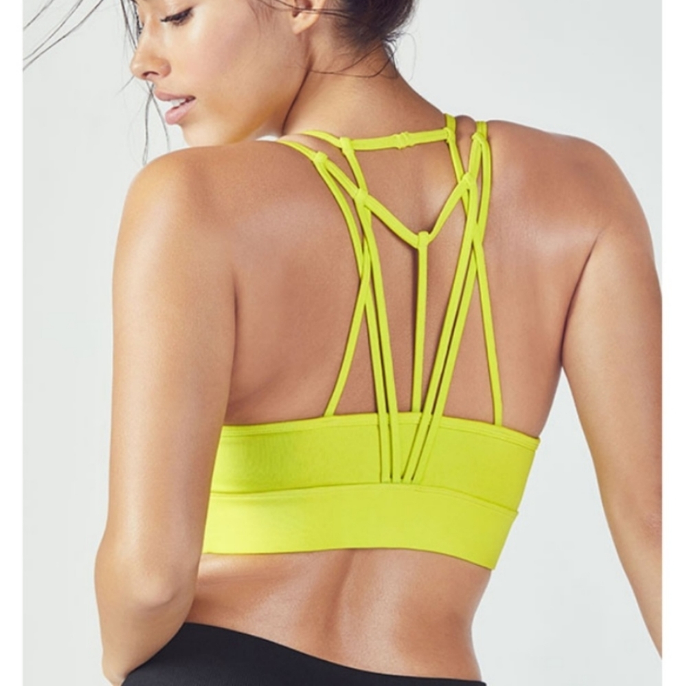 Fabletics Macey Seamless Neon Strappy Sports Bra S